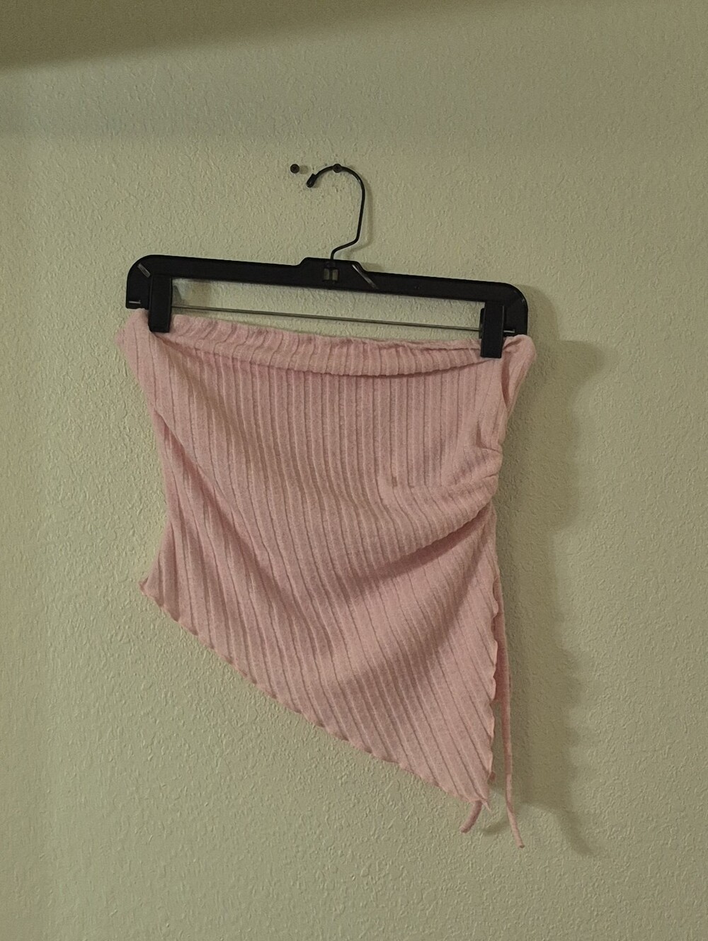 SHEIN Light Pink Ribbed Asymmetrical Tube Top